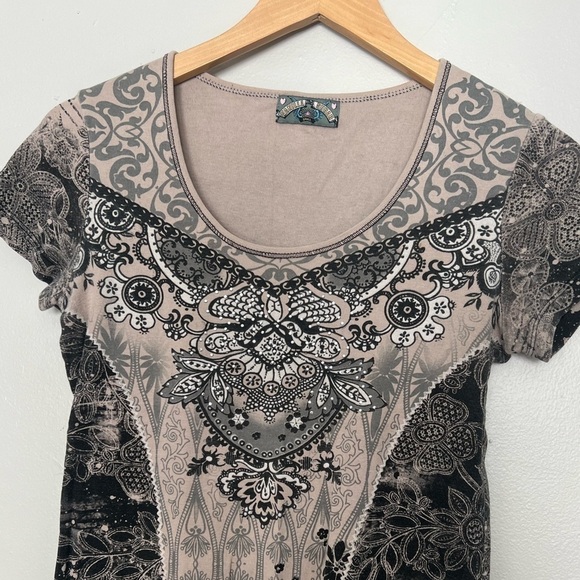 Y2K Vanilla Sugar Studded Pattern Baby Tee Small - Picture 2 of 6